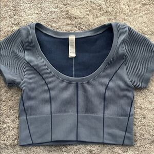 Aerie Offloine Blue Ribbed Women's Top